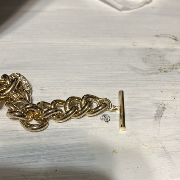 Pretty sparkly Victorias Secret Crystal Chunky Gold tone Curb Chain Bracelet - Picture 6 of 14